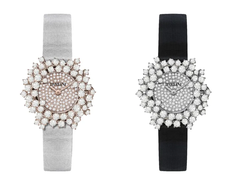 DAMIANI Mimosa含羞草系列鑽錶錶盤鑲鑽款，各108萬元。品牌提供