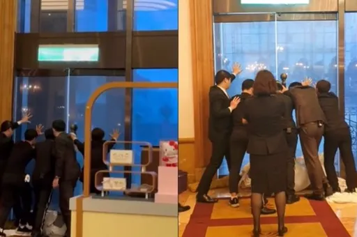 肆虐片|高雄風強雨驟畫面曝光 漢來員工肉身擋門、承億霸氣「免費續住」