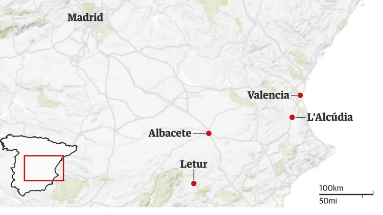 瓦倫西亞（Valencia）位於 西班牙東部。翻攝自《衛報》