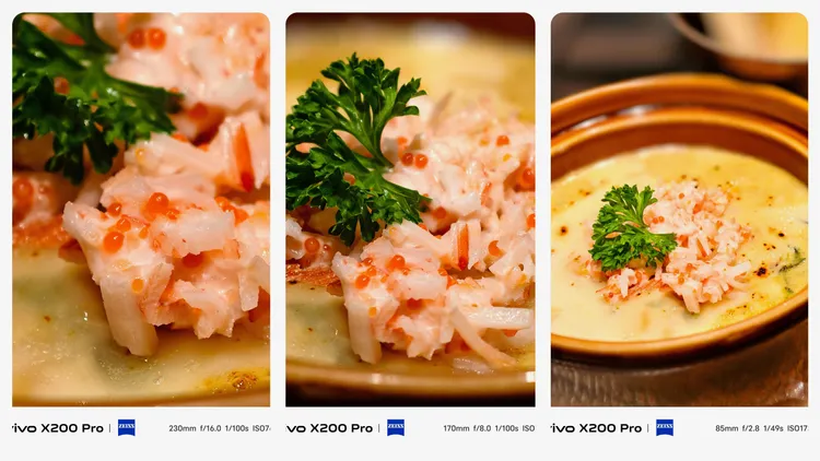 就連食物也可以藉由「拍照」模式選擇上方的「微距」符號來啟動長焦微距，拍得絲絲入扣。趙筱文 攝