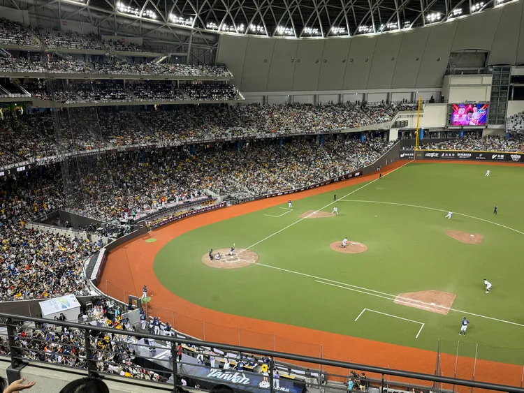 大巨蛋頻傳漏水，球迷被迫忍受躲漏水看比賽。資料照片