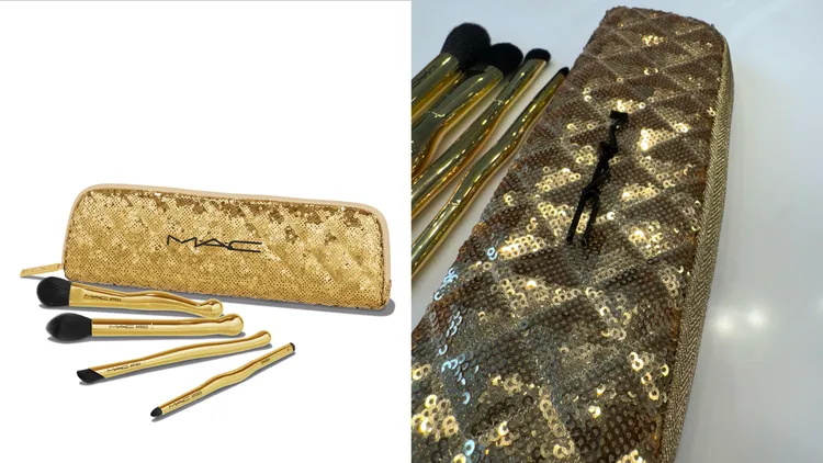 M.A.C金緻聖誕系列刷具組，2000元。左圖品牌提供、右圖張家玲攝
