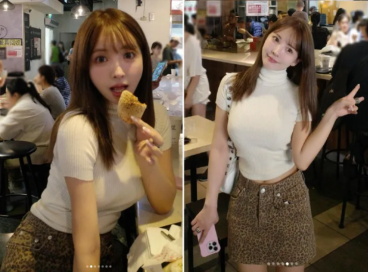 三上悠亞近日來台北吃阜杭豆漿。翻攝自三上悠亞IG