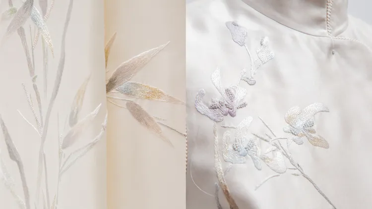 蕭敬騰、Summer的訂製禮服分別繡有竹林、蘭花圖騰。品牌提供
