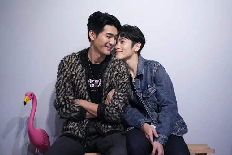 涂善存（左）和張豐豪即使下戲了互動仍很有CP感。彭欣偉攝