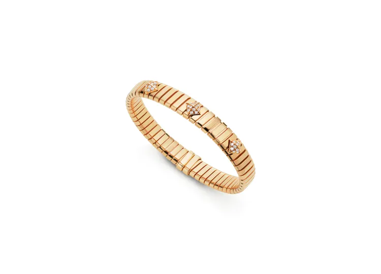 Tubogas系列黃K金鑲鑽手環。品牌提供
