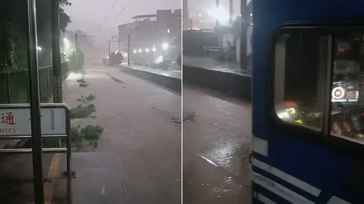 151mm大雨把基隆暖暖鐵軌淹了 火車一度無法通行