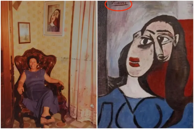 一幅由義大利回收工作者撿來掛在家裡的畫作，竟是畢卡索的真跡。翻攝NY Post