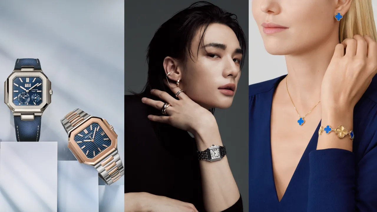百達翡麗（左圖）與梵克雅寶（右圖）帶來的本周新錶，卡地亞（中圖）近日宣佈Stray Kids成員鉉辰成為最新品牌大使。品牌提供