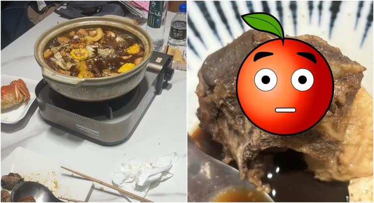 網友控告台南知名羊肉爐的肉塊長蛆蟲。翻攝「爆料公社」臉書