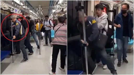 捷運內英勇奪刀壓制惡女　「口罩伯」大有來頭！原來是警官