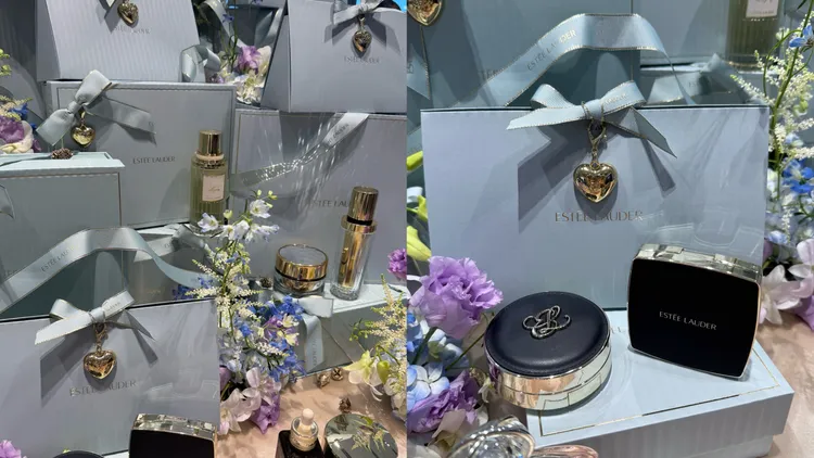 雅詩蘭黛全新贈禮包裝，呈現可愛的寶寶藍色。品牌提供