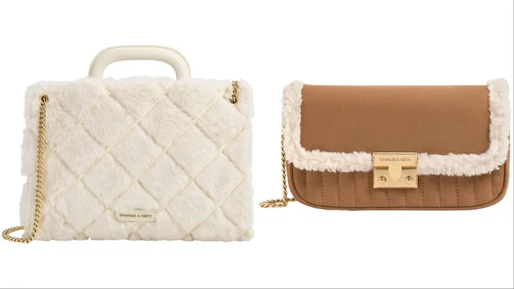 Apfra毛毛手提托特包（左）2990元、Donna仿麂皮迷你斜背包（右）2190元。品牌提供