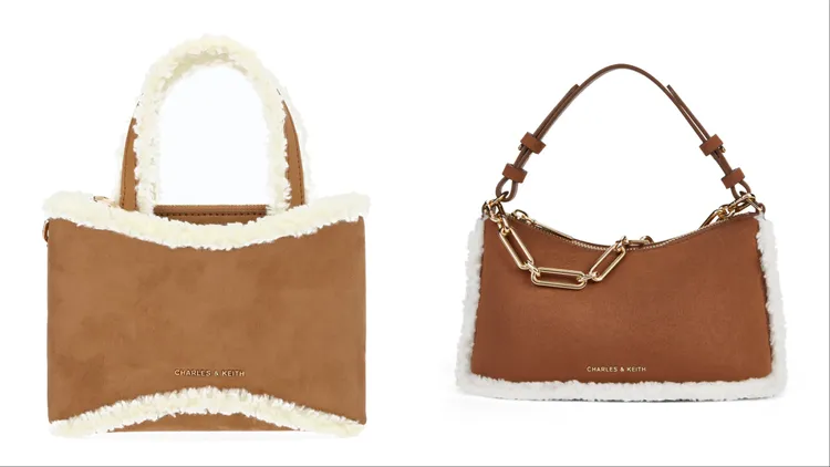 Sybill毛毛小型托特包（左）2290元 、Robyn毛毛鍊條斜背包（右）2190元。品牌提供