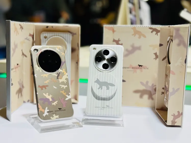 OPPO與法國的時尚小狐狸Maison Kitsuné聯名推出「Find Your Fox」主題限量版手機殼禮盒。手機殼附帶可作為手機支架的金屬掛飾，並內建磁性環提供無線充電功能。趙筱文攝影