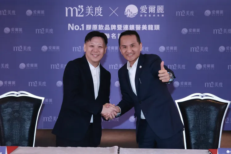 愛爾麗常如山（右）與m2美度楊尚軒。彭欣偉攝