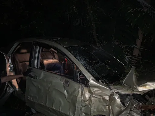 嘉義女載友下山 彎道失控猛撞墜10M深谷!車全毀「4人竟奇蹟生還」