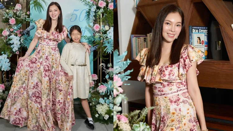 曾馨瑩和小女兒QQ一起過生日。