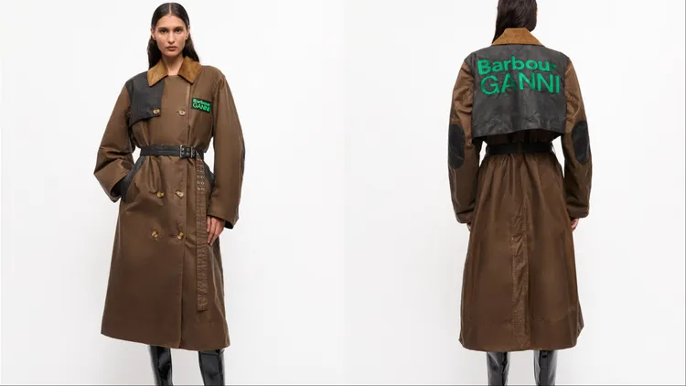 GANNI x Barbour聯名油布風衣（深褐色），2萬4800元。品牌提供