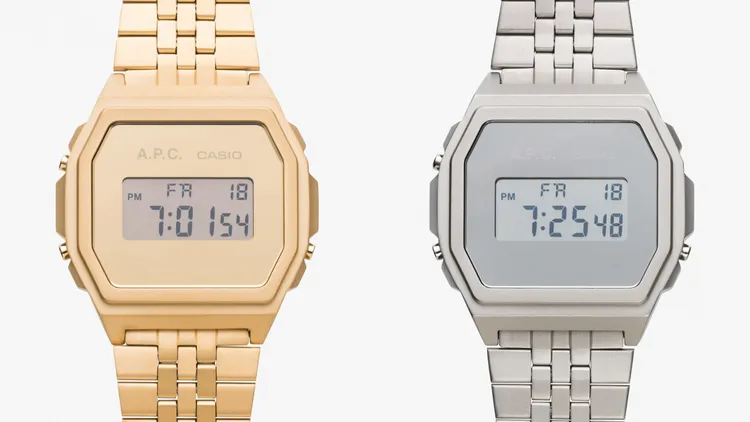 CASIO、A.P.C.聯名經典款手錶，各8400元。品牌提供