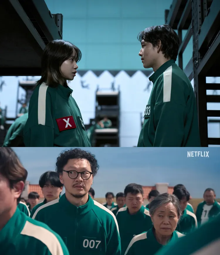 第2季玩家關係引好奇，網友猜測任時完（上圖右）與曹柔裡可能是情侶或兄妹，梁東根（下圖左）和姜愛心可能是母子。Netflix提供