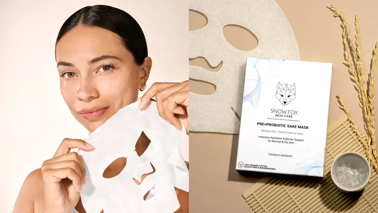 SNOW FOX日本清酒益生菌面膜，單片／270元、一盒5片／1290元。品牌提供