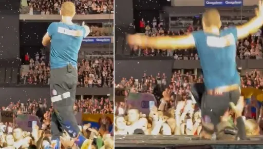 Coldplay主唱跌進大洞舞台機關出包!全場大叫驚險畫面曝光