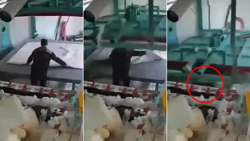 驚悚影片|拿棉被慘遭棉花機急墜重擊 他斷骨保命多虧了媽媽