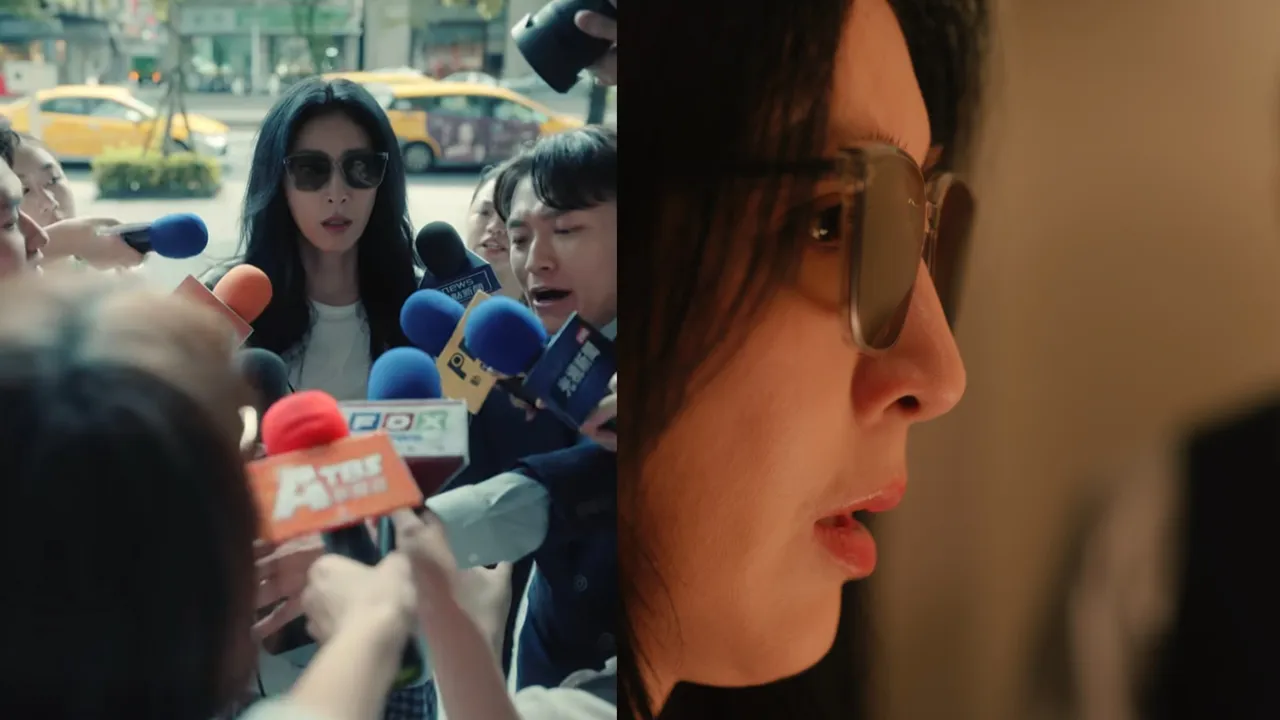 周凡被記者圍堵時配戴了GENTLE MONSTER PALETTE鏡款。翻攝Netflix