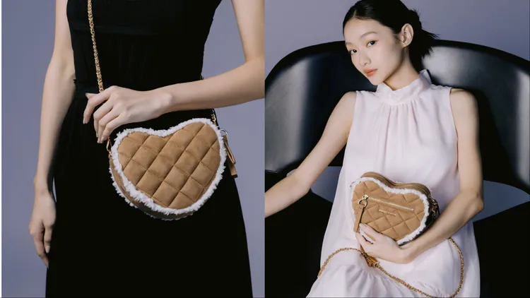 CHARLES & KEITH冬日限定麂皮毛絨愛心包，2190元。品牌提供