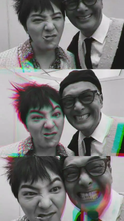 G-DRAGON和周潤發三連拍表情豐富。翻攝G-DRAGON IG