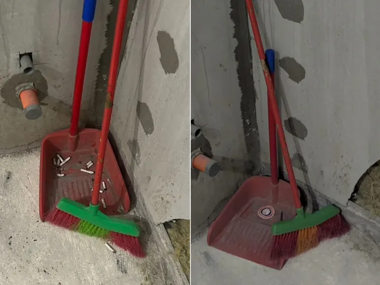 顏若芳（左）與建管處（右）提供的照片存在人為移動痕跡1。合成照片