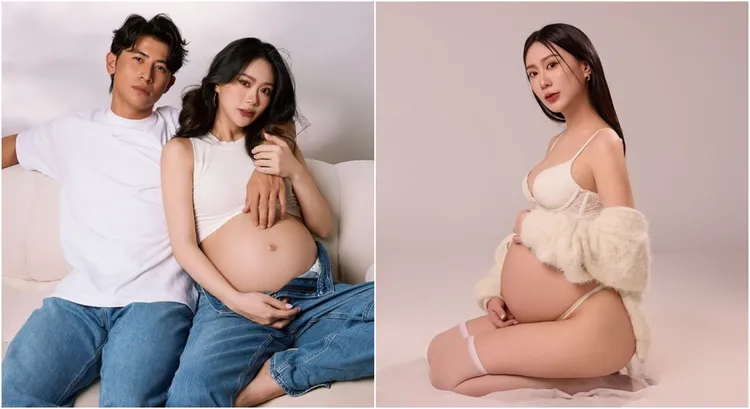 陳傑憲和老婆綺綺一起拍孕婦寫真。翻攝