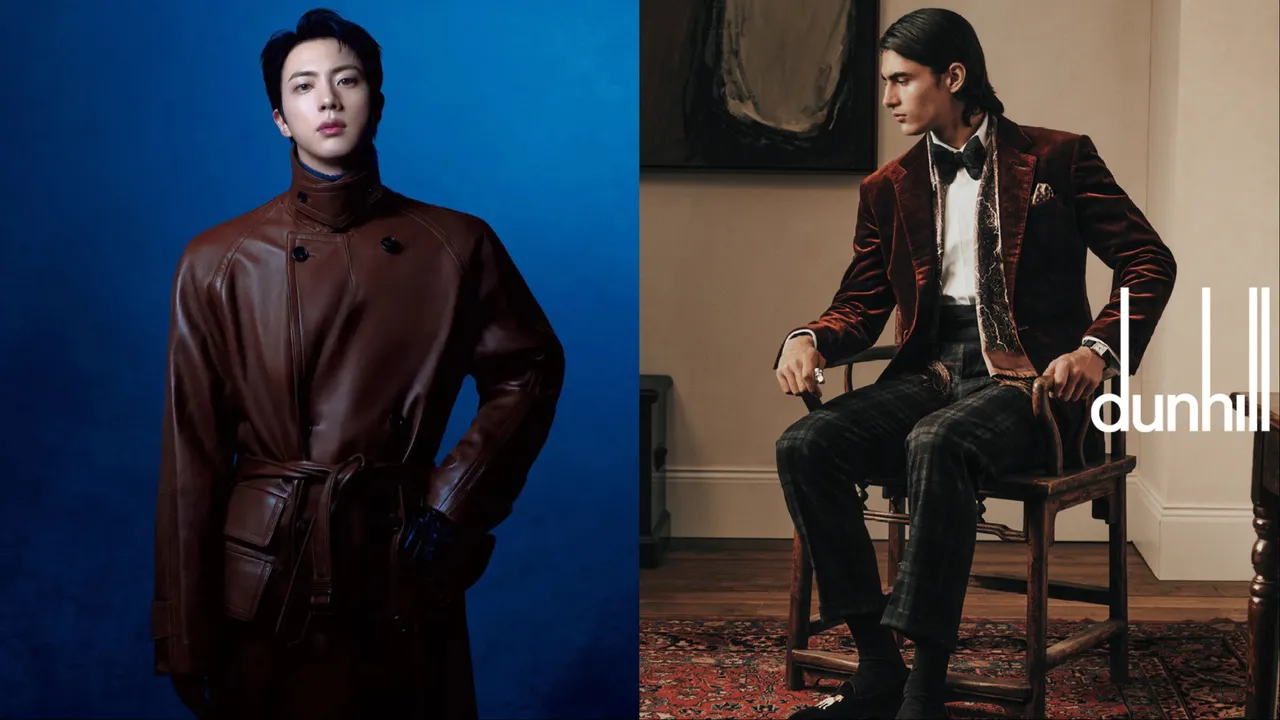 BTS Jin（左）穿著dunhill拍攝雜誌封面。品牌提供