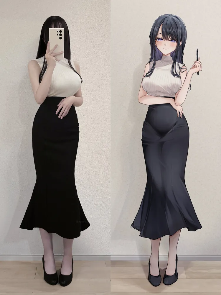 「Pen姊」與筆下角色外型幾乎一模一樣。翻攝自@pensis_x