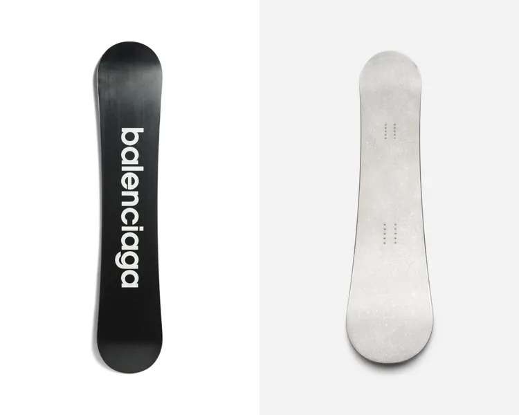 2024 Skiwear Collection，右圖為由2萬4000塊手工鑲嵌水晶石打造、全球限量8件的水鑽滑雪板。品牌提供