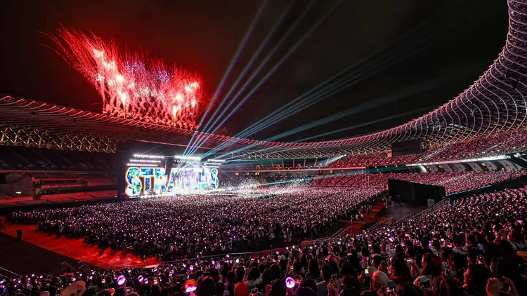 Stray Kids世運開唱，吸引上萬粉絲朝聖。Live Nation Taiwan, JYP ENTERTAINMENT⁠提供