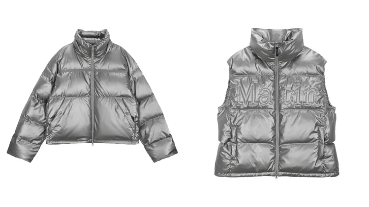 MATIN KIM LOGO羽絨外套（左）8990元、羽絨背心（右）6590元。品牌提供