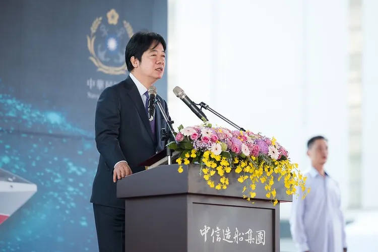 賴清德說，相信推動「國艦國造」政策不儘守護國家安全，保衛人民，同時將逐步完善本土造船產業鏈。總統府提供