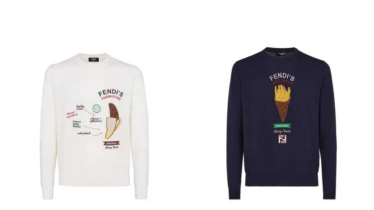 FENDI香蕉／薯條刺繡造型針織羊毛衫，4萬4800元。品牌提供