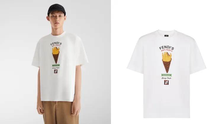 FENDI薯條刺繡造型T shirt，3萬400元。品牌提供