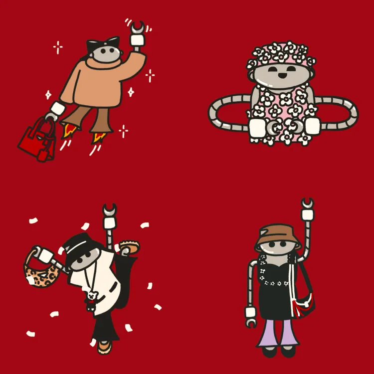 PRADA為聖誕節推出可愛的機器人LINE貼圖。品牌提供