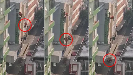 影片|垂降2樓救援失敗 消防員從4樓直接墜地