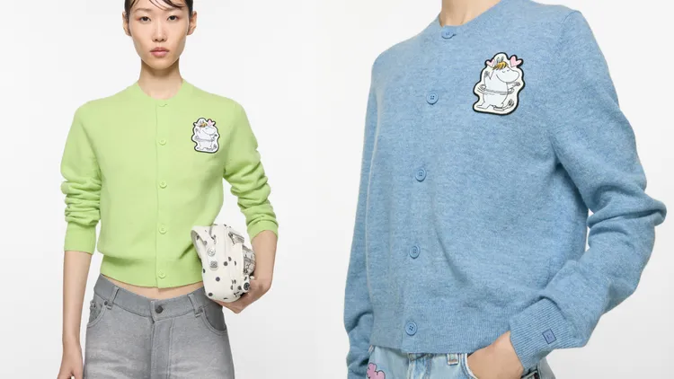 《嚕嚕米》刺繡點綴在開襟衫上。品牌提供