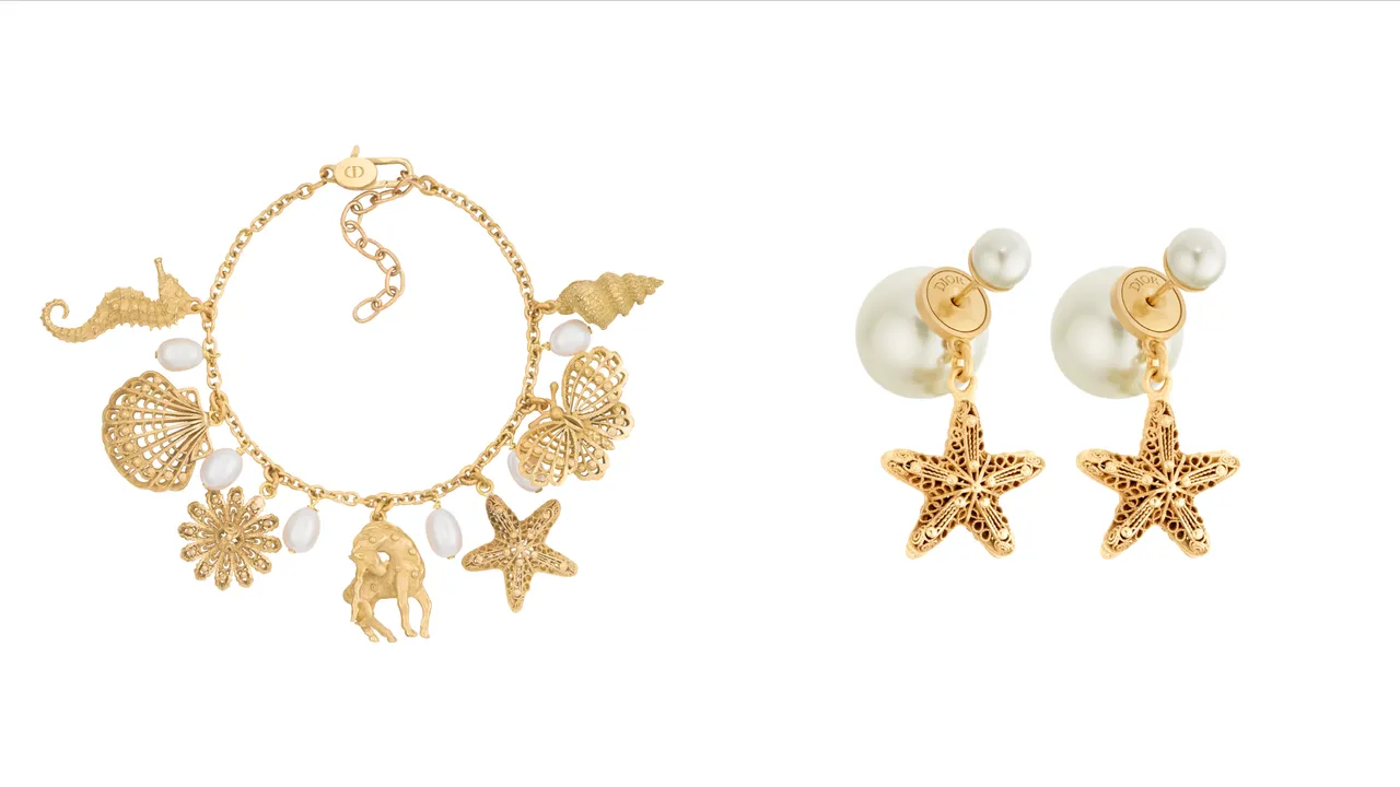 Cabinet de Curiosites手環(左)3萬3500元、Tribales 星形珠飾耳環(右)1萬9500元。品牌提供