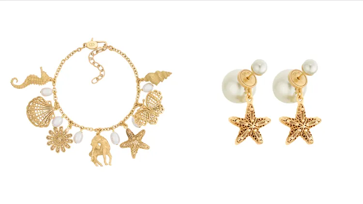 Cabinet de Curiosites手環（左）3萬3500元、Tribales 星形珠飾耳環（右）1萬9500元。品牌提供