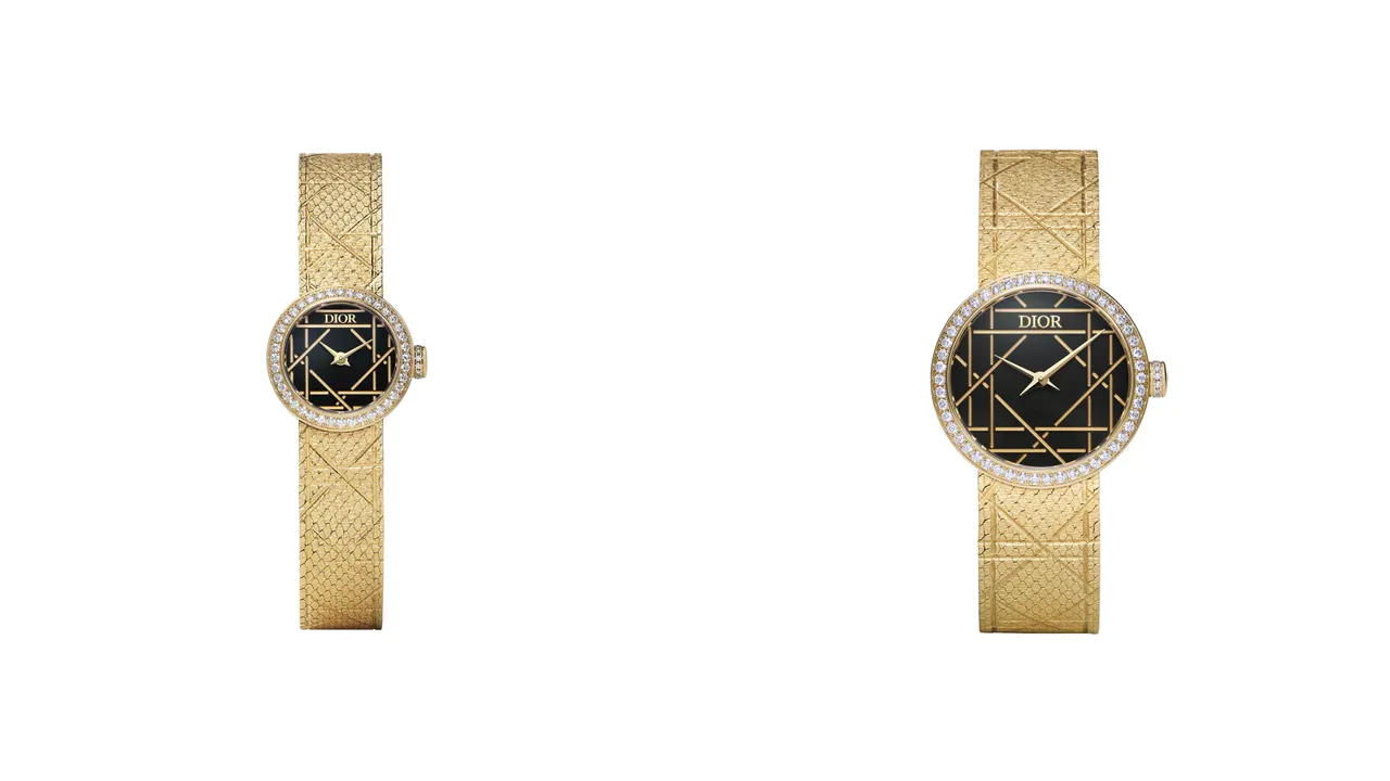 La D My Dior 19mm 18K金黑漆鑲鑽腕錶(左)145萬元、25mm 18K金黑漆鑲鑽腕錶(右)165萬元。品牌提供