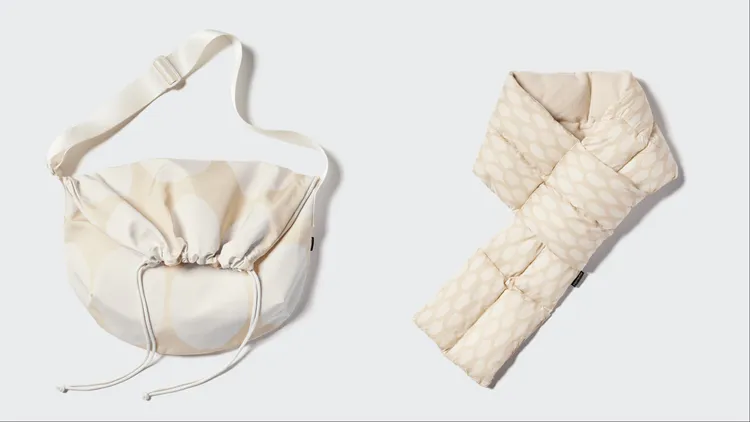 抽繩肩背包（左）990元、padded圍巾（右）790元。品牌提供