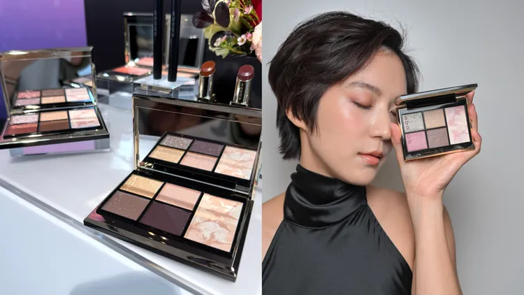 Model示範晶采眼頰盤#102。左圖張家玲攝、右圖品牌提供