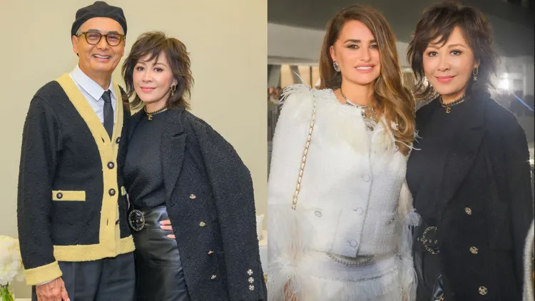 劉嘉玲與周潤發（左圖左）和潘妮洛普克魯茲（右圖左）合影。翻攝劉嘉玲IG